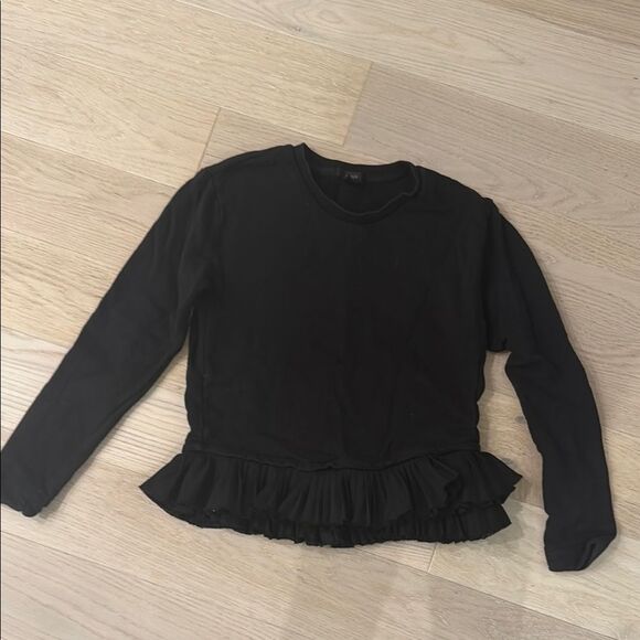J Crew Black Pullover Sweater with Ruffle / Peplum Hem - Picture 1 of 3
